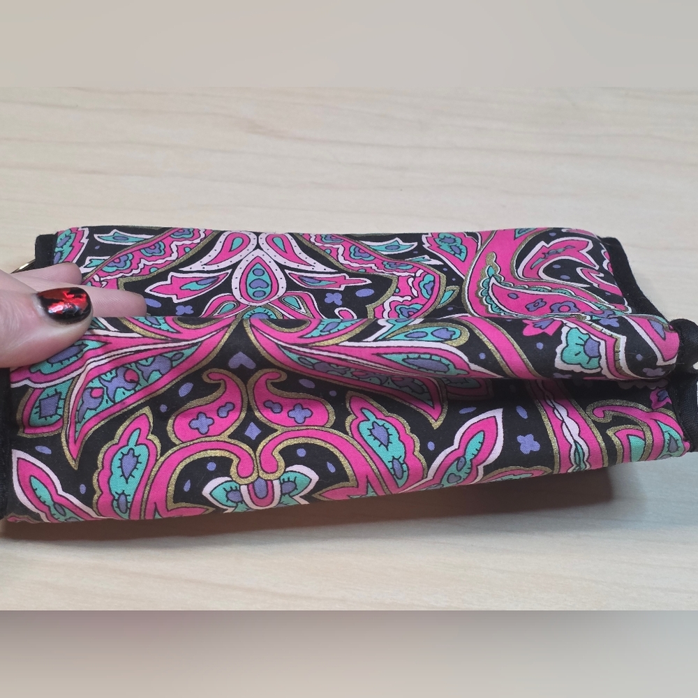MARY KAY Cloth Makeup Cosmetic Bag w/Built in Mirror Pink Black Teal Paisley - Picture 6 of 14